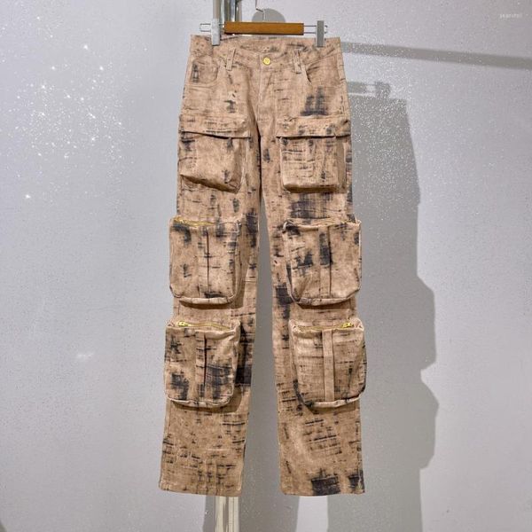 women's pants 3.22 high street vintage fashion camouflage multi-pocket denim cargo women, Black;white
women's pants 3.22 high street vintage fashion camouflage multi-pocket denim cargo women, Black;white