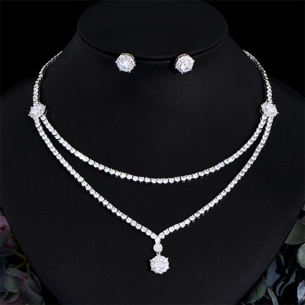 multilayer luxury white aaa cubic zirconia jewelry set designer woman tennis necklace earrings copper necklaces chain choker for bride weddi, Silver
multilayer luxury white aaa cubic zirconia jewelry set designer woman tennis necklace earrings copper necklaces chain choker for bride weddi, Silver