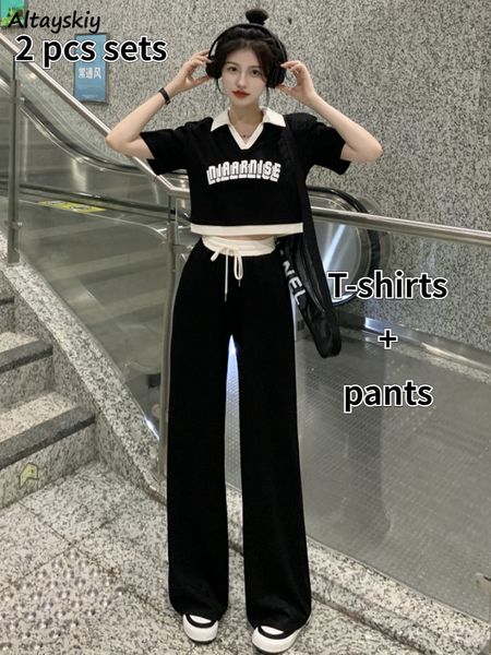 women s two piece pants summer sporty casual set ulzzang simple sweet crop fashion ins chic schoolgirls letter t shirts 2 pieces 230508, White
women s two piece pants summer sporty casual set ulzzang simple sweet crop fashion ins chic schoolgirls letter t shirts 2 pieces 230508, White
