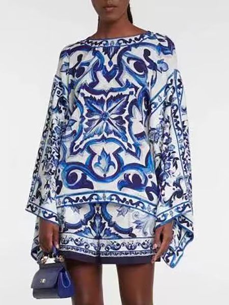 women's tracksuits delocah summer women fashion designer blue and white porcelain print shorts sets batwing sleeve suits 230506, Gray
women's tracksuits delocah summer women fashion designer blue and white porcelain print shorts sets batwing sleeve suits 230506, Gray