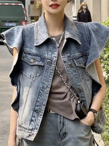 women's jackets spring summer sleeveless single-breasted blue denim vest women's ruffles turn-down collar short jean jacket all-ma, Black;brown
women's jackets spring summer sleeveless single-breasted blue denim vest women's ruffles turn-down collar short jean jacket all-ma, Black;brown