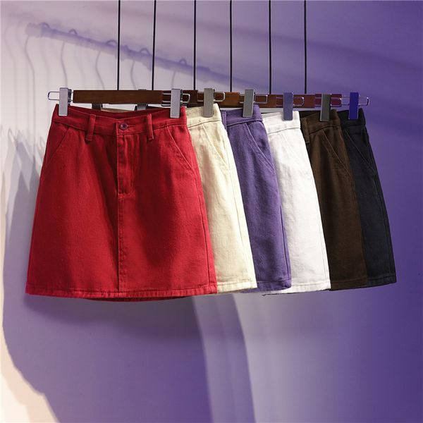 skirts spring summer 5xl women denim skirt white black red high waist ladies allmatch casual bag hip aline short jeans 230506
skirts spring summer 5xl women denim skirt white black red high waist ladies allmatch casual bag hip aline short jeans 230506