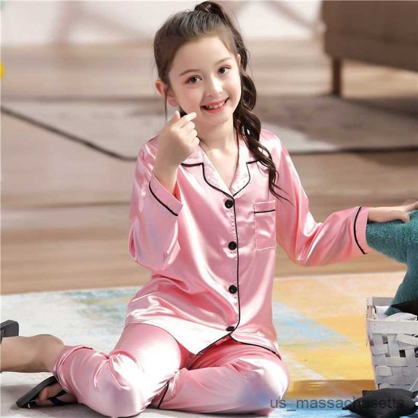 pajamas teens girls silk satin pajamas pyjamas set baby sleepwear pijama pajamas suit child boys sleep two piece set kids loungewear, Blue;red 
pajamas teens girls silk satin pajamas pyjamas set baby sleepwear pijama pajamas suit child boys sleep two piece set kids loungewear, Blue;red