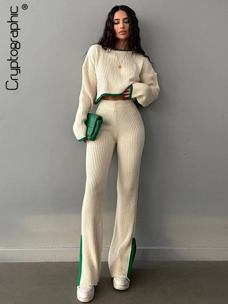 pants cryptographic fashion knit sweaters 2 piece sets elegant outfits for women casual and pants slit sets matching sets clothes, White
pants cryptographic fashion knit sweaters 2 piece sets elegant outfits for women casual and pants slit sets matching sets clothes, White
