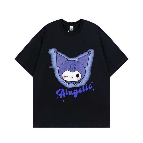 street trend american style kuromi flocking printed short sleeved t-shirt men's trendy brand loose fitting sweet cool casual half sleev, Black;white
street trend american style kuromi flocking printed short sleeved t-shirt men's trendy brand loose fitting sweet cool casual half sleev, Black;white
