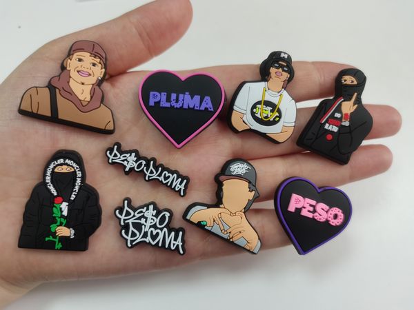 wholesale pvc popular peso pluma clog shoes charms for kids belico croc charms designer artist charms for croc shoe accessories, White;pink
wholesale pvc popular peso pluma clog shoes charms for kids belico croc charms designer artist charms for croc shoe accessories, White;pink