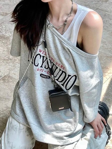 women s t shirt qweek harajuku design t shirt vintage letter print off shoulder short sleeve tshirt gray tees summer kpop 230508, White
women s t shirt qweek harajuku design t shirt vintage letter print off shoulder short sleeve tshirt gray tees summer kpop 230508, White