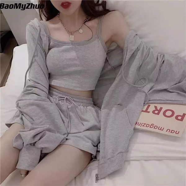 women's tracksuits summer three 3 piece sets women tracksuit oversized suit spring shorts suit female solid sports hoodie sportswear sl, Gray
women's tracksuits summer three 3 piece sets women tracksuit oversized suit spring shorts suit female solid sports hoodie sportswear sl, Gray
