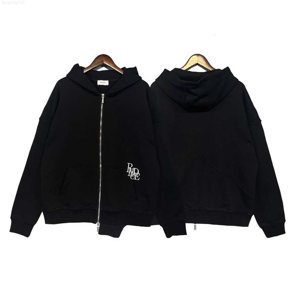 street american rhude chic capsule style zipper head three-dimensional embroidery os loose hooded sweater coat, Black
street american rhude chic capsule style zipper head three-dimensional embroidery os loose hooded sweater coat, Black