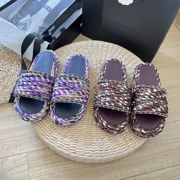 cf summer embroidery weave slippers designer tweed leather colorful knitted sandal channel platform sandals luxury fashion outdoor leisure t, Black
cf summer embroidery weave slippers designer tweed leather colorful knitted sandal channel platform sandals luxury fashion outdoor leisure t, Black