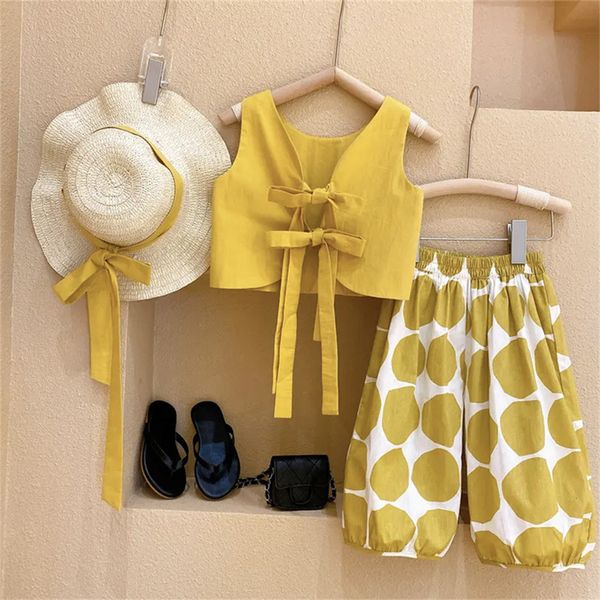 sets suits sweet summer girls clothing sets fashion solid color wide leg pants 2pcs suits baby kids outfits suit children 230508
sets suits sweet summer girls clothing sets fashion solid color wide leg pants 2pcs suits baby kids outfits suit children 230508