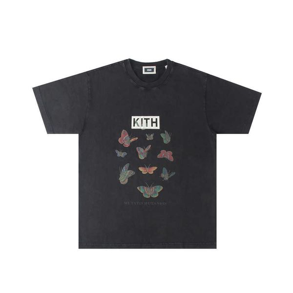 men's t-shirt kit box 22ss butterfly vintage new wash short sleeve men and women, White;black
men's t-shirt kit box 22ss butterfly vintage new wash short sleeve men and women, White;black