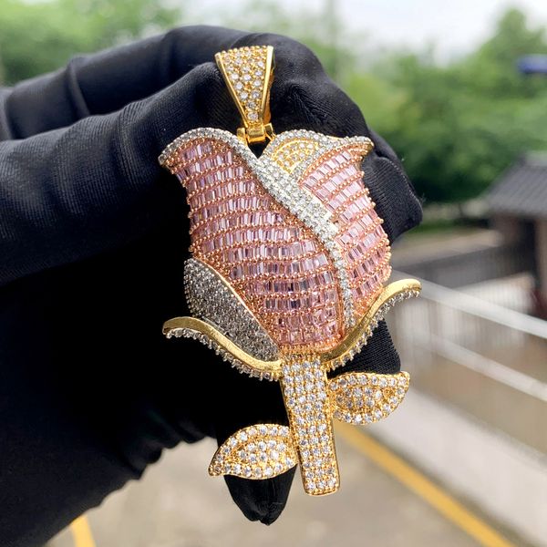 fashion necklace gift gold plated full cz rose pendant necklace for men women with 3mm 24inch rope chain, Silver
fashion necklace gift gold plated full cz rose pendant necklace for men women with 3mm 24inch rope chain, Silver