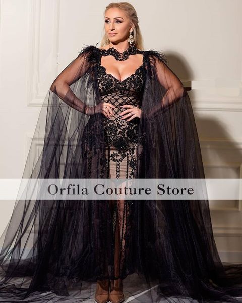 sharon said luxury dubai evening dresses 2023 black party dress with cape appliques women prom occasion gowns, Black;red
sharon said luxury dubai evening dresses 2023 black party dress with cape appliques women prom occasion gowns, Black;red