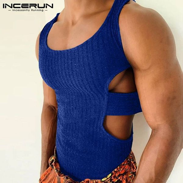 men' tank 2023 solid color oneck sleeveless streetwear hollow out irregular vests skinny fashion clothes incerun 7 230506, White;black
men' tank 2023 solid color oneck sleeveless streetwear hollow out irregular vests skinny fashion clothes incerun 7 230506, White;black