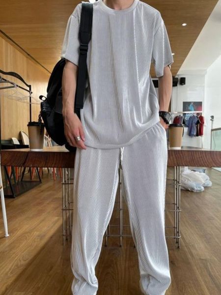 men's tracksuits summer tracksuit sets men outfit solid ice silk draped short sleeve long pant loose tracksuit casual suits ropa hombr, Gray
men's tracksuits summer tracksuit sets men outfit solid ice silk draped short sleeve long pant loose tracksuit casual suits ropa hombr, Gray