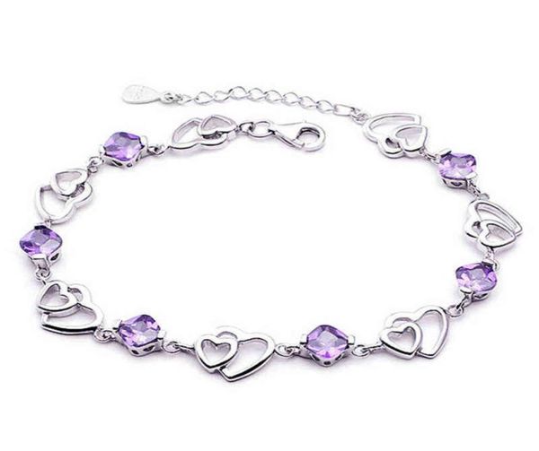 s925 silver crystal linked hearts purple cz bracelet bangle for women girl lady wedding birthday gift aaa zircon5595108, Black
s925 silver crystal linked hearts purple cz bracelet bangle for women girl lady wedding birthday gift aaa zircon5595108, Black