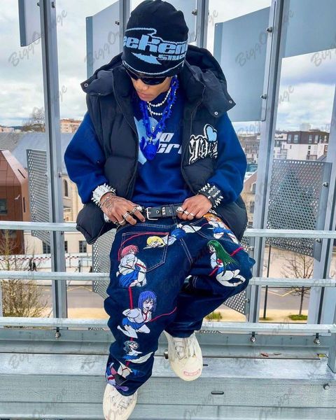 men s jeans y2k street clothing hip hop blue loose casual trend printed jeans anime pants japanese style 230508
men s jeans y2k street clothing hip hop blue loose casual trend printed jeans anime pants japanese style 230508