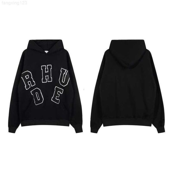 correct version rhude 22fw towel embroidery men's and women's versatile hooded sweater, Black
correct version rhude 22fw towel embroidery men's and women's versatile hooded sweater, Black