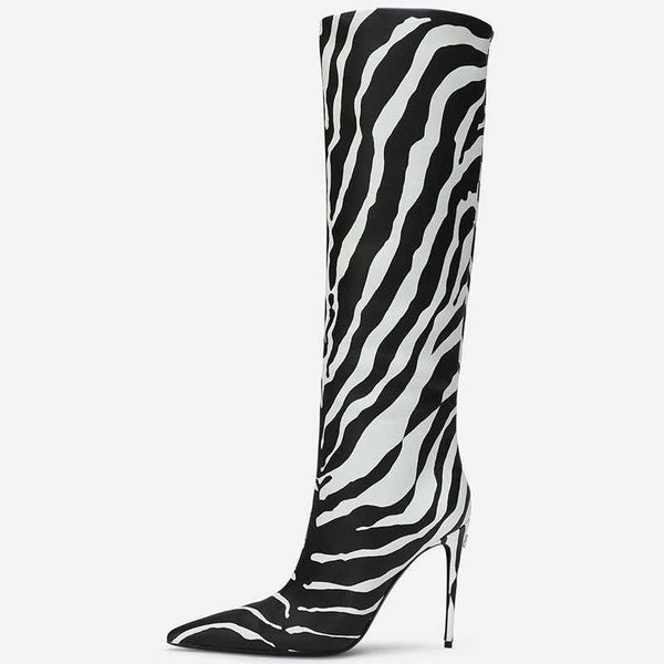 2022 winter women's new pointed super high thin heel zebra sleeve green stone knee high boots 230508, Black
2022 winter women's new pointed super high thin heel zebra sleeve green stone knee high boots 230508, Black