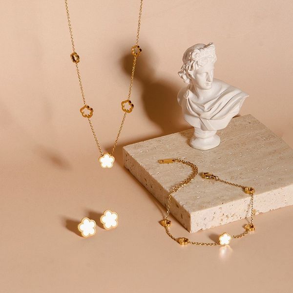 pendant necklaces poxam white shell flower stainless steel jewelry sets for women luxury elegant earrings bracelest fashion gifts 230506, Silver
pendant necklaces poxam white shell flower stainless steel jewelry sets for women luxury elegant earrings bracelest fashion gifts 230506, Silver