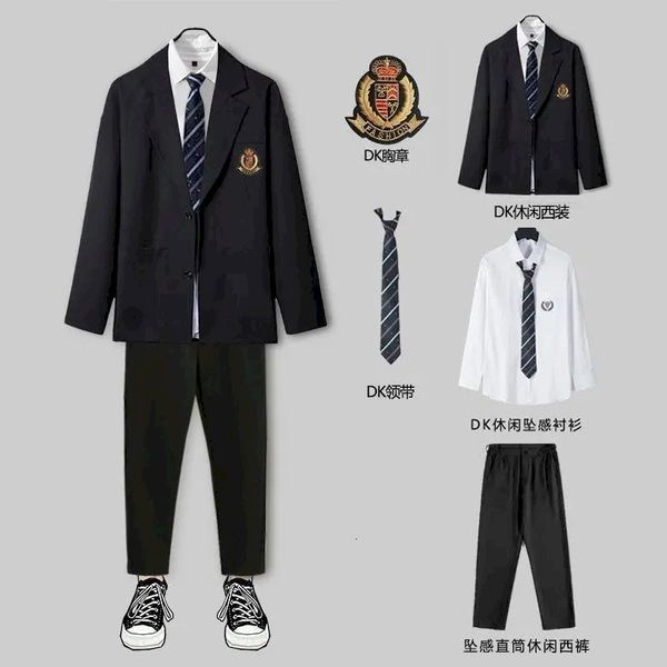 men s suits blazers spring autumn dk mens korean loose student jk uniform class college sets casual coat business for men 230508, White;black
men s suits blazers spring autumn dk mens korean loose student jk uniform class college sets casual coat business for men 230508, White;black