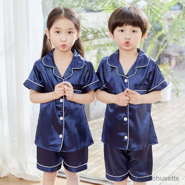 pajamas children pyjama sets silk satin sleepwear summer short sleeve nightwear girl boy homewear kids clothes girls summer pajamas, Blue;red
pajamas children pyjama sets silk satin sleepwear summer short sleeve nightwear girl boy homewear kids clothes girls summer pajamas, Blue;red
