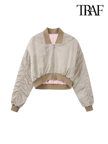 women's jackets traf women fashion front zipper satin crop padded bomber jacket coat vintage o neck long sleeve female outerwear chic, Black;brown
women's jackets traf women fashion front zipper satin crop padded bomber jacket coat vintage o neck long sleeve female outerwear chic, Black;brown