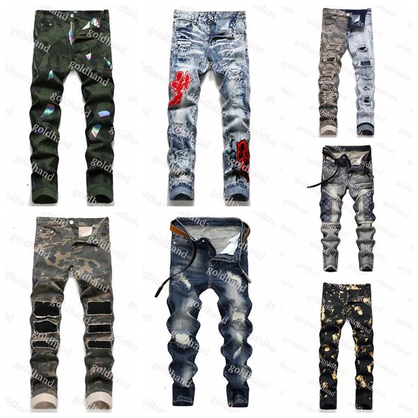 fashion brand mens jeans designer rips high street rapper jeans casual pants summer slim pants tide hole pencil pants, Blue
fashion brand mens jeans designer rips high street rapper jeans casual pants summer slim pants tide hole pencil pants, Blue