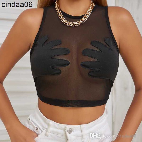 2023 summer designer womens vest tank t-shirt round neck camis sleeveless perspective mesh splicing palm creative vests tees crop, White
2023 summer designer womens vest tank t-shirt round neck camis sleeveless perspective mesh splicing palm creative vests tees crop, White