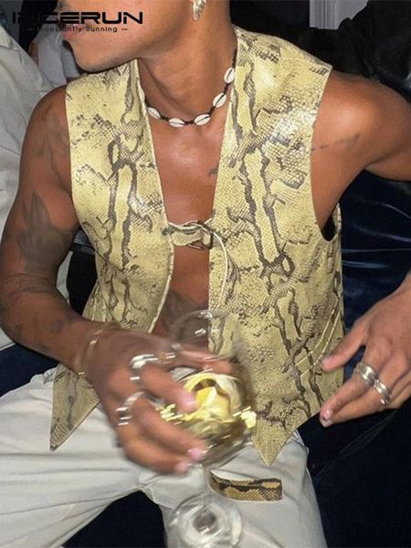 men' tank incerun fashion printing lace up streetwear v neck sleeveless casual vests 2023 personality party waistcoats 230506, White;black
men' tank incerun fashion printing lace up streetwear v neck sleeveless casual vests 2023 personality party waistcoats 230506, White;black