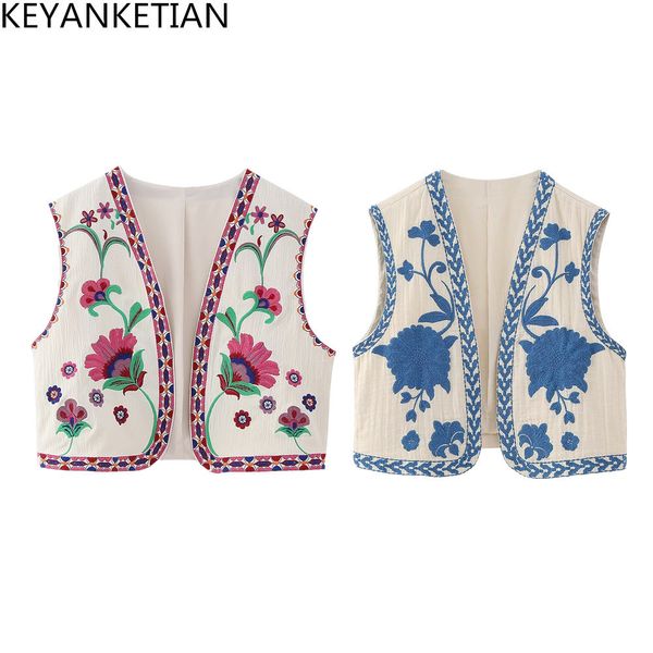 women s vests keyanketian women vintage floral embroidered open waistcoat ladies national style vest jacket outfits casual vacation crop 230, Black;white
women s vests keyanketian women vintage floral embroidered open waistcoat ladies national style vest jacket outfits casual vacation crop 230, Black;white