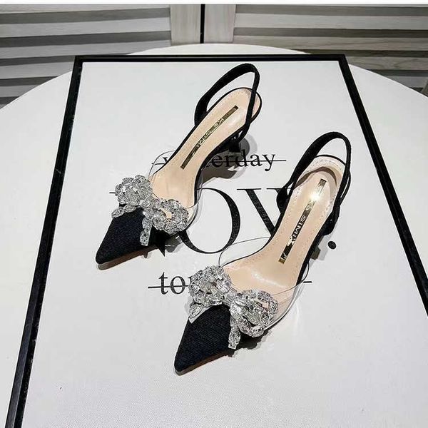bowknot rhinestone transparent spliced baotou sandals women's summer 2023 new fairy style pointed high heels, Black
bowknot rhinestone transparent spliced baotou sandals women's summer 2023 new fairy style pointed high heels, Black