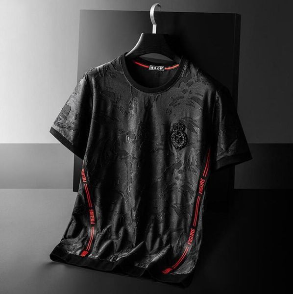 designer jacquard t-shirt men's summer large light luxury simple european red ribbon casual round neck short sleeve men's top, White;black
designer jacquard t-shirt men's summer large light luxury simple european red ribbon casual round neck short sleeve men's top, White;black