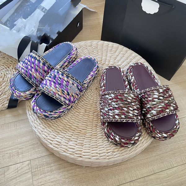 cf women designer raffia espadrille colorful tweed leather platform sandal luxury interlocking c slipper chains flip flops beach weave summe, Black
cf women designer raffia espadrille colorful tweed leather platform sandal luxury interlocking c slipper chains flip flops beach weave summe, Black