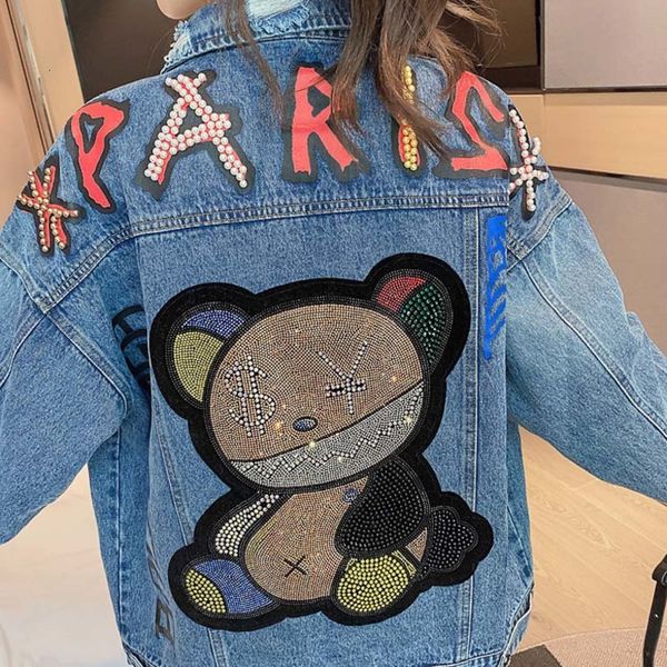 women's jackets denim jacket women streetwear fashion beading cartoon bear veste en jean pocket lapel loose long sleeve print jeans coa, Black;brown
women's jackets denim jacket women streetwear fashion beading cartoon bear veste en jean pocket lapel loose long sleeve print jeans coa, Black;brown