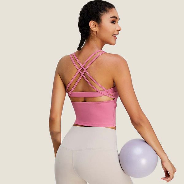 solid color strap cross beautiful back sports underwear women's shockproof yoga vest fitness bra yoga clothes, White
solid color strap cross beautiful back sports underwear women's shockproof yoga vest fitness bra yoga clothes, White