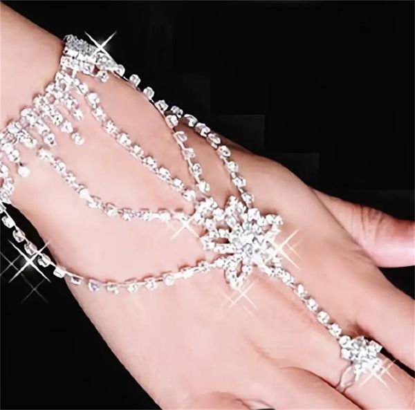 gorgeous rhinestone hand bangle chain finger ring bracelet - perfect for weddings & special occasions, Golden;silver
gorgeous rhinestone hand bangle chain finger ring bracelet - perfect for weddings & special occasions, Golden;silver