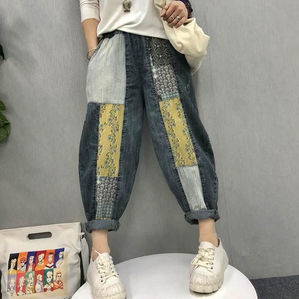 jeans women spring fall fashion elastic waist floral print vintage patchwork ankle length denim pant female streetwear punk folk jeans, Blue
jeans women spring fall fashion elastic waist floral print vintage patchwork ankle length denim pant female streetwear punk folk jeans, Blue