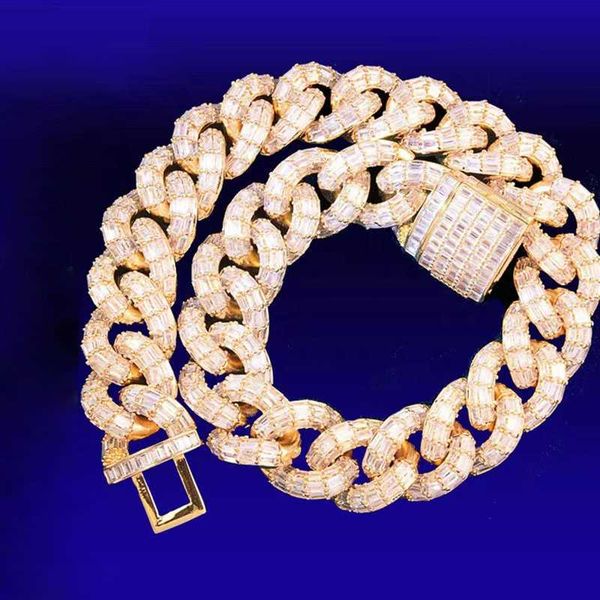 20 mm punk cz baguette cuban link chain iced out baguette zircon brass 18k gold plated street big cuban chain, Silver
20 mm punk cz baguette cuban link chain iced out baguette zircon brass 18k gold plated street big cuban chain, Silver