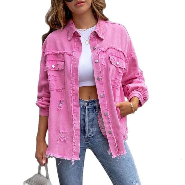 women's jackets holes raw-edges denim jacket women spring autumn shirt style jeancoat casual rose-red orange purple outerwear lady coat, Black;brown
women's jackets holes raw-edges denim jacket women spring autumn shirt style jeancoat casual rose-red orange purple outerwear lady coat, Black;brown