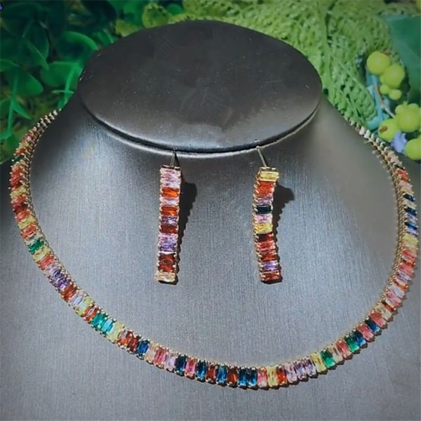luxury jewelry set designer woman tennis necklace earrings colorful aaa cubic zirconia copper silver gold necklaces chokers for bride weddin
luxury jewelry set designer woman tennis necklace earrings colorful aaa cubic zirconia copper silver gold necklaces chokers for bride weddin