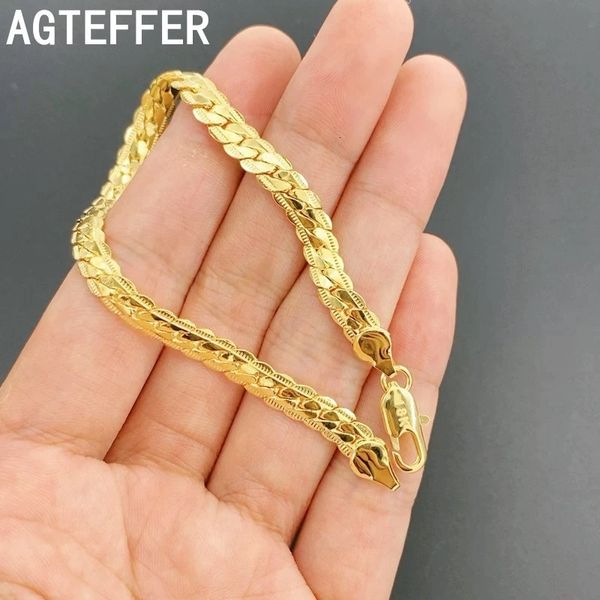 chain 8 inch 18k gold bracelet 5mm sideways for woman men fashion wedding engagement 925 sterling silver jewelry gifts 230508, Black
chain 8 inch 18k gold bracelet 5mm sideways for woman men fashion wedding engagement 925 sterling silver jewelry gifts 230508, Black