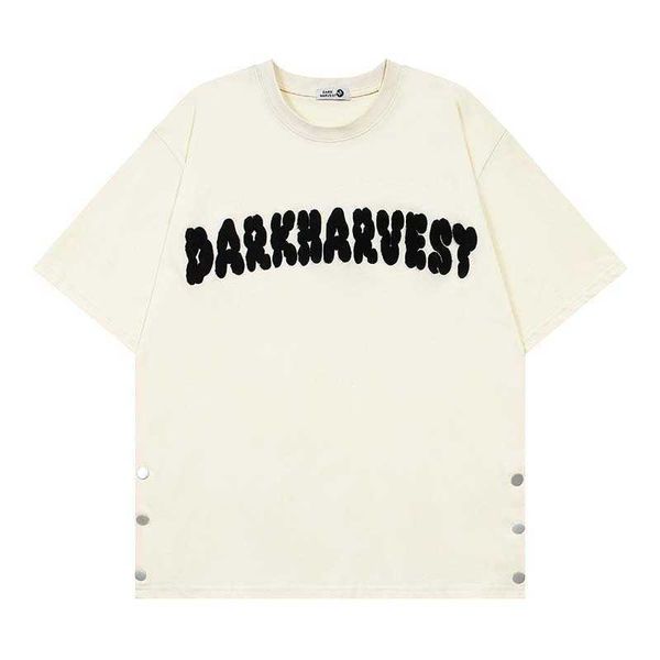 high street american new flocking embroidery letter breast pullover short sleeve t-shirt fashion brand loose versatile tee, Black;white
high street american new flocking embroidery letter breast pullover short sleeve t-shirt fashion brand loose versatile tee, Black;white