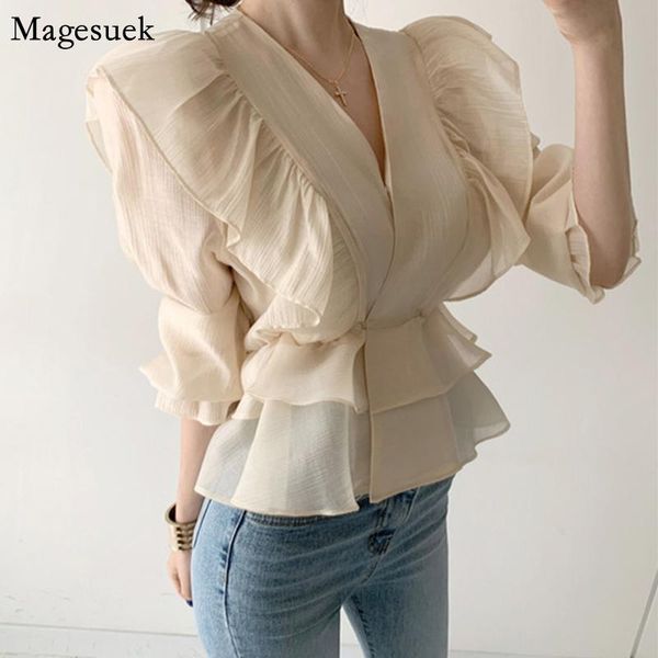 t-shirt fashion vintage chiffon blouse women 2021 new puff sleeve ruffles vneck shirt women silm casual womens blouses mujer 10334, White
t-shirt fashion vintage chiffon blouse women 2021 new puff sleeve ruffles vneck shirt women silm casual womens blouses mujer 10334, White