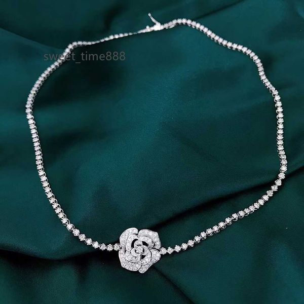 fashion natural diamond necklace in big central rose shape with tennis chain choke, Silver
fashion natural diamond necklace in big central rose shape with tennis chain choke, Silver