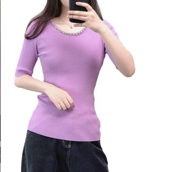 319 2023 runway summer brand same style sweater short sleeve pullover crew neck white beads striped fashion clothes womens yuecheng, White;black
319 2023 runway summer brand same style sweater short sleeve pullover crew neck white beads striped fashion clothes womens yuecheng, White;black