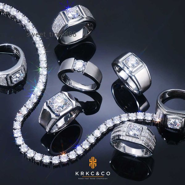 krkc moissanite jewelry 925 sterling silver vvs1 1 to 3 ct diamond moissanite engagement men rings