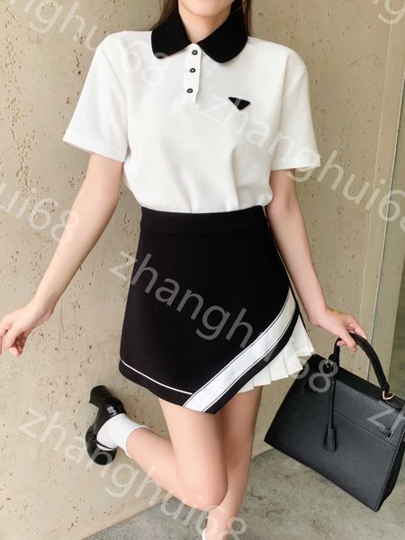 23ss women designer clothes skirt set brand lapel short sleeve t-shirt pleated stitching irregular side zipper high waist a-line half skirt, White
23ss women designer clothes skirt set brand lapel short sleeve t-shirt pleated stitching irregular side zipper high waist a-line half skirt, White