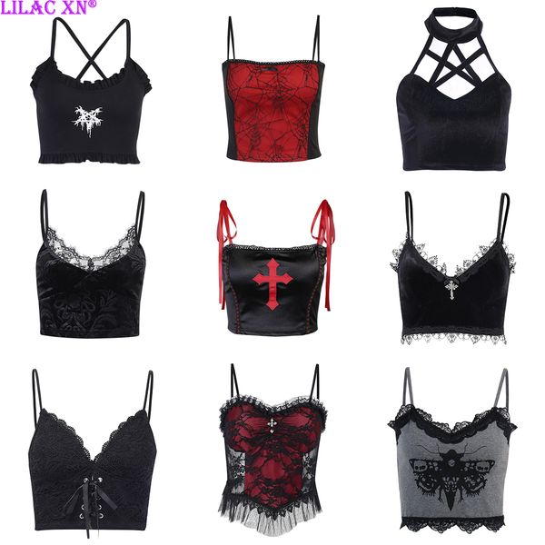 camisoles tanks goth cross print lace bodycon crop camis y2k aesthetic black red basic corset tank summer clothes for women girls 230508, Black;white
camisoles tanks goth cross print lace bodycon crop camis y2k aesthetic black red basic corset tank summer clothes for women girls 230508, Black;white
